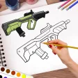 How to draw weapons step by step